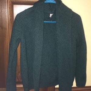 Emerald green heavyweight flyaway cardigan